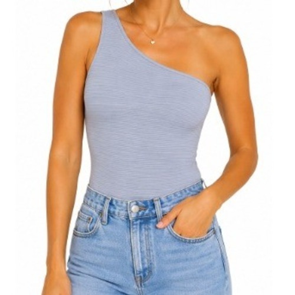 Abercrombie & Fitch Womens XL One Shoulder Ribbed Bodysuit in Light Purple NWT